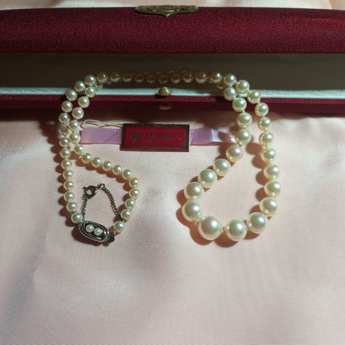 Majorica pearl necklace, 50 cm, silver clasp