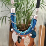 Statement necklace new, black and blue