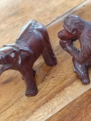 Wooden vintage collectible figurines set, like new, ebony