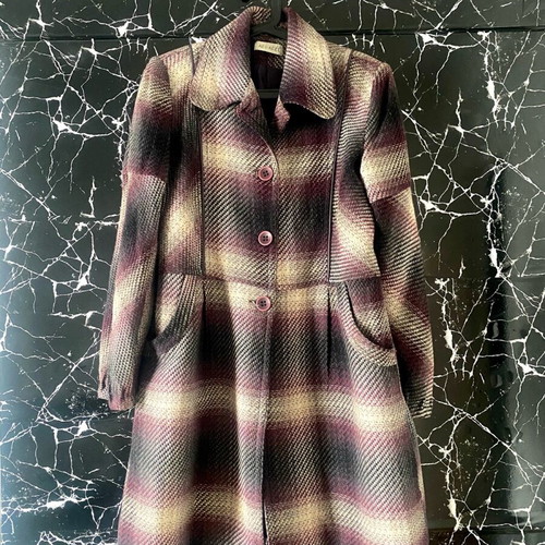 Vintage checked wool-blend coat like new, size M