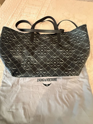 Zadig & Voltaire Z Shopper XL Monogram τσάντα ώμου σαν καινούργια, μαύρη