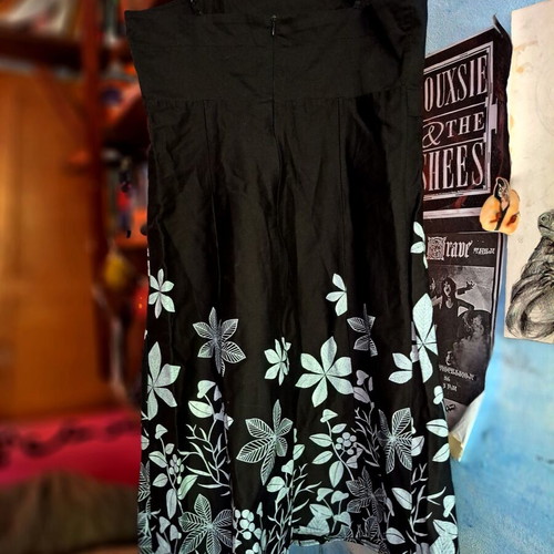 Mim summer dress with floral motifs, black and white, size M