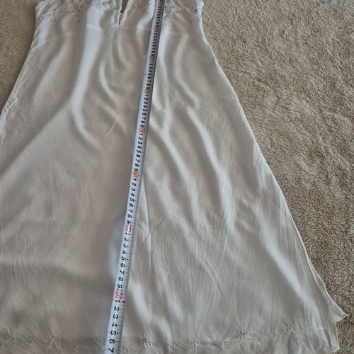Cotton dress with adjustable straps like new, white, embroidered sequins