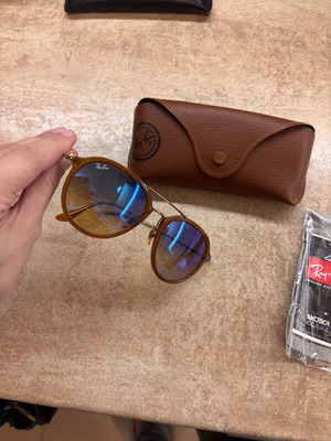 Ray-Ban RB4253 6238/8B γυαλιά ηλίου σε καφέ με μπλε ντεγκραντέ καθρέφτη, 53-21