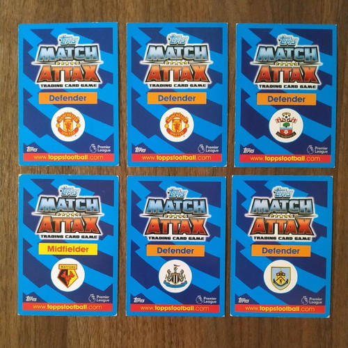 Topps Match Attax Premier League football cards used, set of 6