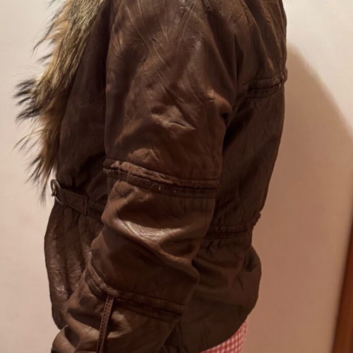 Rebecca Blu leather coat with detachable collar like new, brown, size M