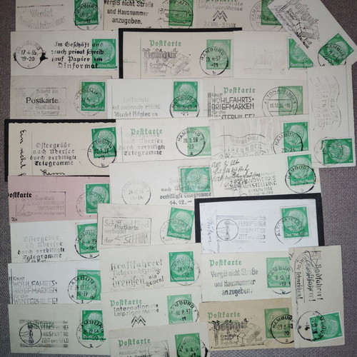 German Reich stamp collection on cutouts