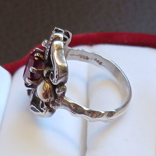 Silver gold ring with ruby, like new