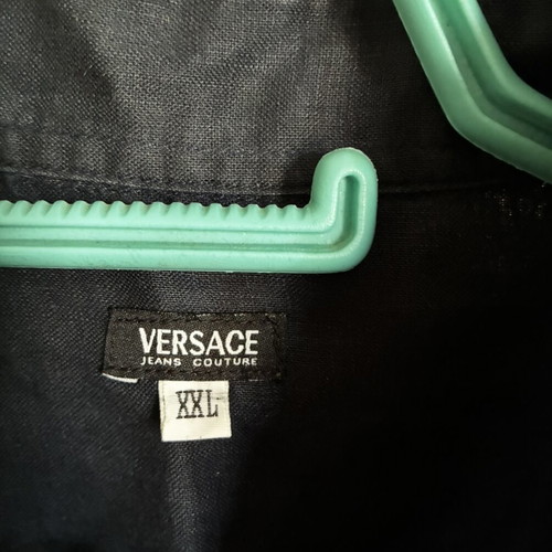 Versace linen shirt very dark blue XXL like new