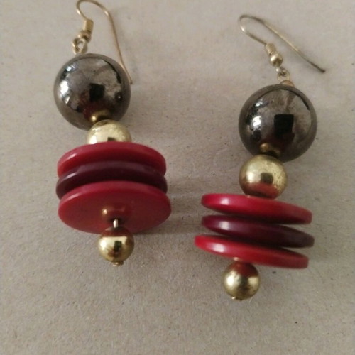 Handmade earrings like new, red