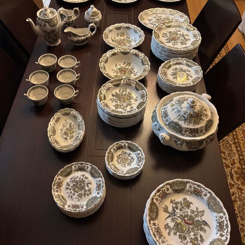 Ridgways Windsor Green Staffordshire China Vintage Serving Set new