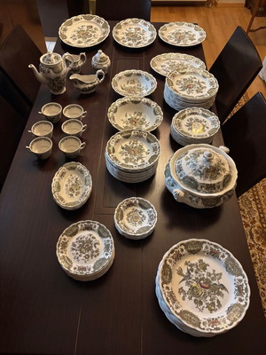 Ridgways Windsor Green Staffordshire China Vintage Serving Set new