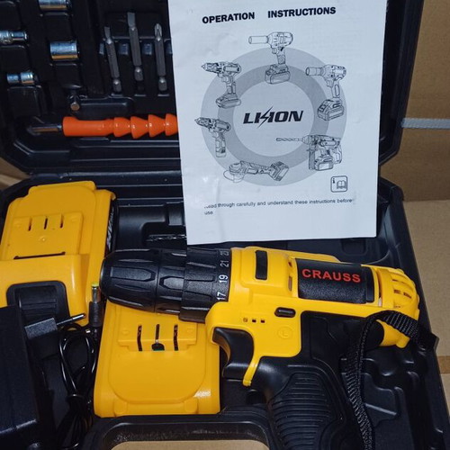 Heavy-duty cordless rechargeable drill new with 15 drill bits and 9 sleeves