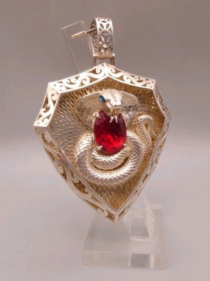 Unisex Cobra Guardian Jewelry Set in Shield Shape 925 Silver