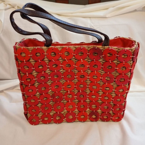 Alma Tonutti authentic straw shoulder bag, vintage boho style
