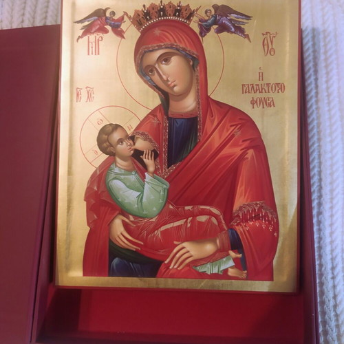 Icon of Panagia Galaktotrofousa new with 24K gold leaf