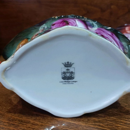 Limoges porcelain basket set new, two pieces