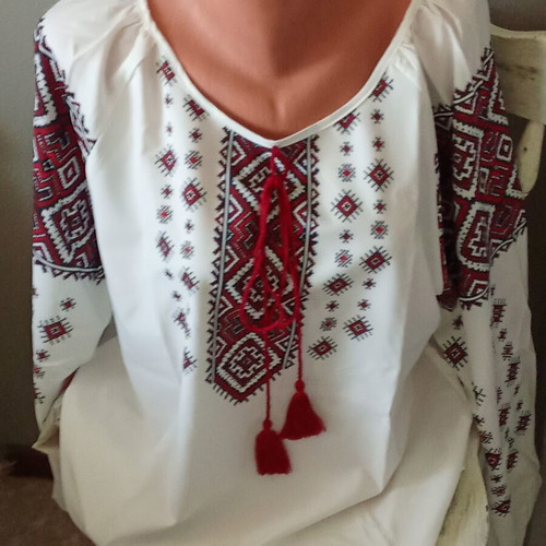 Folk costume new, shirt, ethnic vest and handmade necklace set