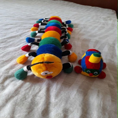 Chico plush toys centipede and train, like new