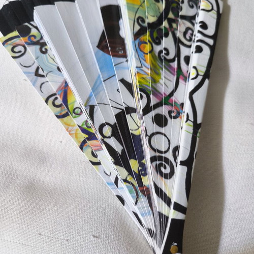 Spanish hand-painted fan new, black and multicolor