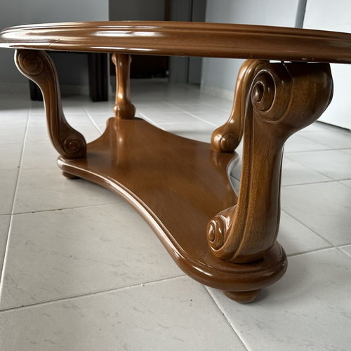 Coffee table with glass top, approx. 1.10x0.60 m