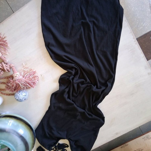 Dilek Hanif black dress size 38 new, rib with adjustable cord