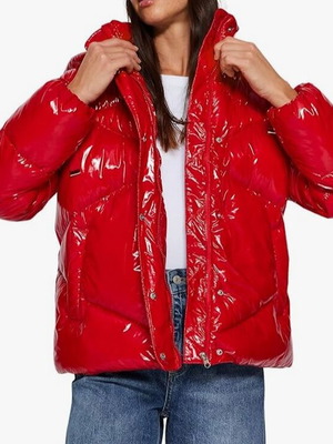 Trendyol red vinyl jacket new, size M