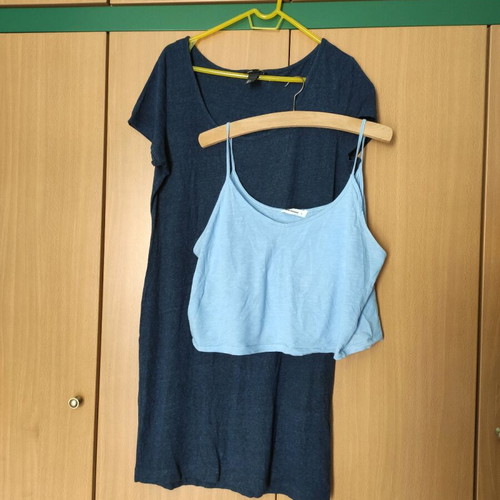 H&M women's short-sleeve dress like new with blue Pink Woman camisole gift
