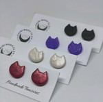 Cat small earrings handmade, multicolor