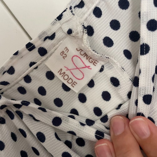Vintage midi dress white and blue polka dots medium used