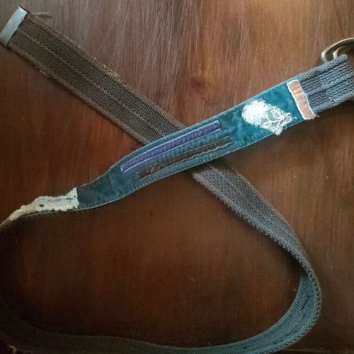 Patchwork fabric belt like new, multicolor, 110cm