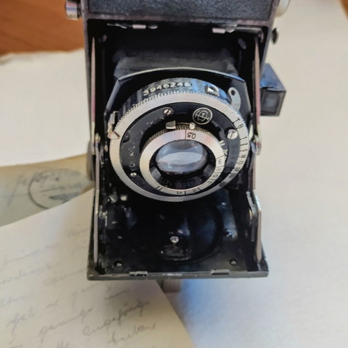 Balda folding camera with authentic 1940 WWII letter, used