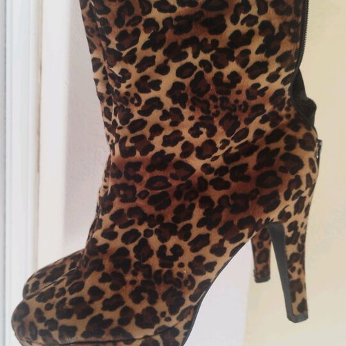 Leopard ankle boots used with zipper, size 41, 11cm heel
