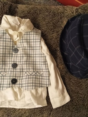 Σετ παιδικά ρούχα καινούργιο για 6 μηνών, πουκάμισο, γιλέκο, καπέλο