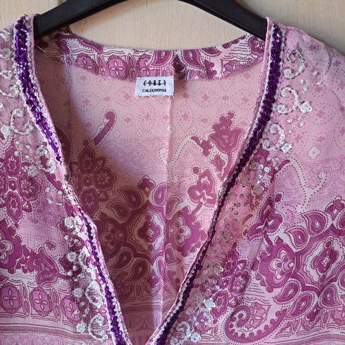 Calzedonia kaftan purple with embroidered sequins new