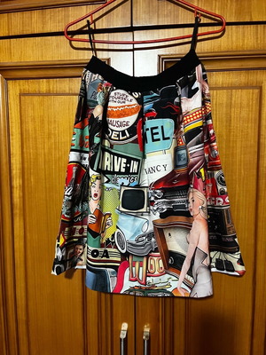 Brigitte Boutique midi skirt like new, black and multicolor, size L