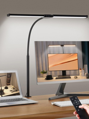 Libora LED desk lamp with clip and remote, like new, 5 colors and brightness levels