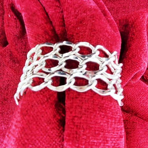 Steel bracelet with three chain rows like new, adjustable