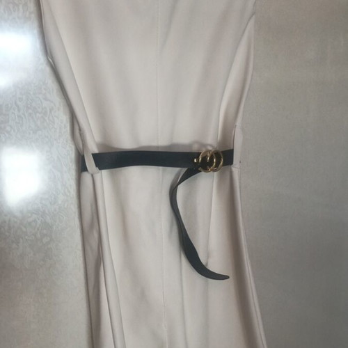 Elastic leather dress used, white, with padded shoulders
