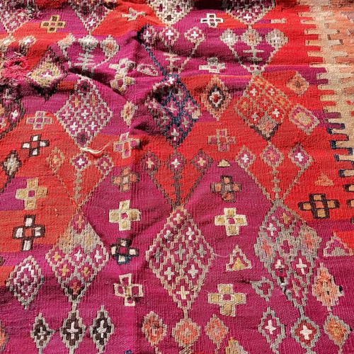 Handmade loom kilim used with beautiful patterns and vivid colors