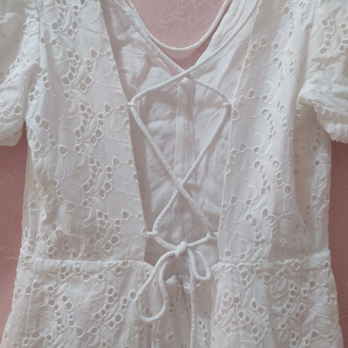 Mango short dress white broderie with back opening like new