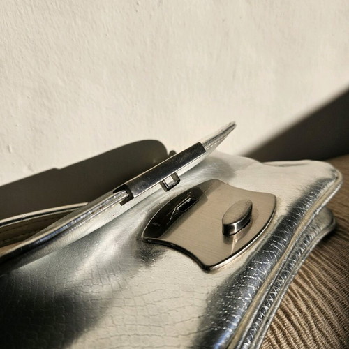 Y2k mini shoulder bag used, silver