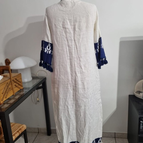 Linen dress Aggel Knitwear used, size S, knitted trim with tassels