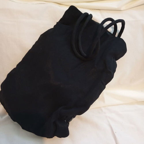 Vintage hand-beaded black evening shoulder bag with silver stars