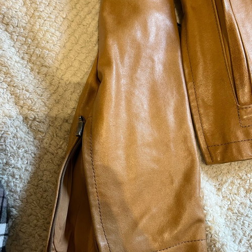 Italian leather jacket used, light brown, size 50