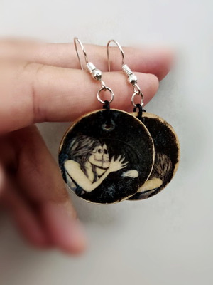 Skeleton Death Kiss Handmade Earrings Black Gothic