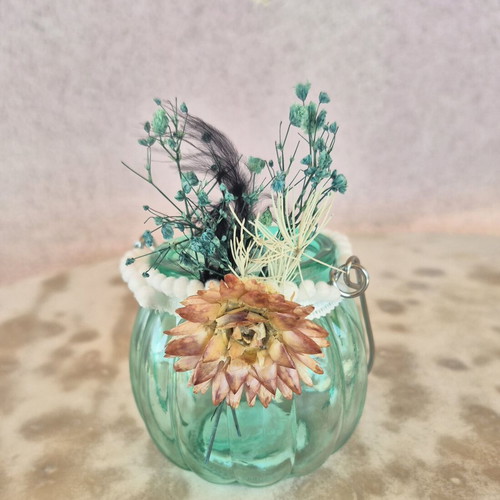 Handmade tealight lantern with dried flowers