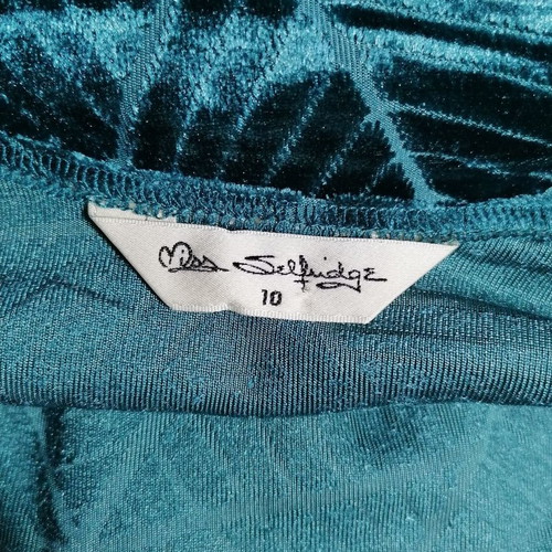 Miss Selfridge dress used, green, size M, velvet summer style