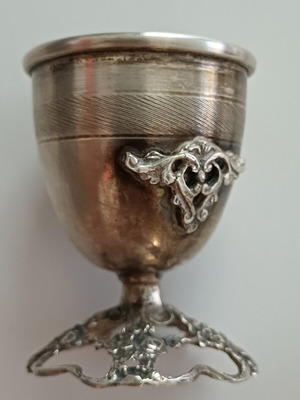 Vintage Antique Egg Cup Sterling Silver 925 with Floral Openwork Base