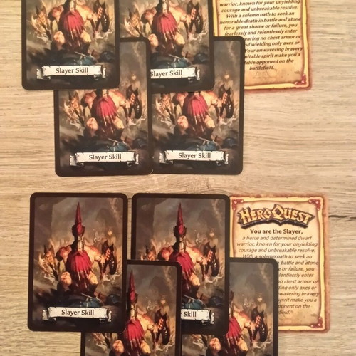 HeroQuest Slayer Hero card set with 8 skill cards like new